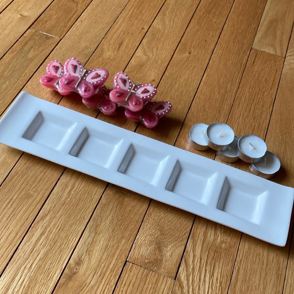 5-Tea-light Ceramic Candle Holder & 10 Teslights - Picture 2 of 11